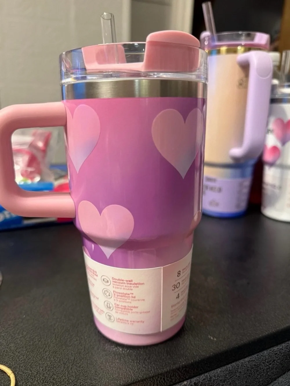 Stanley Pink Heart Quencher H2.0 Tumbler - Picture 2 of 2